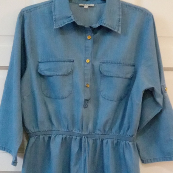 MPH Collection Denim Shirt Dress Blue Size L - Picture 2 of 9